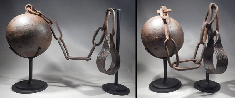 Iron 17th Century Ball & Chain 'Stone of Atonement' Custom Display Stands